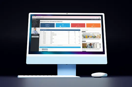 Tower 365 demo pages shown in computer laptop and mobile